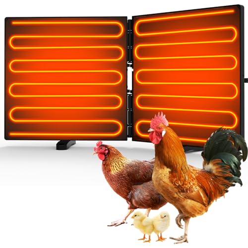 Chicken Coop Heater 240 Watts, Large Size Foldable Energy Efficient Heater for Chicken Coop, Two Mounting Model Radiant Heat Coop Heater for Chicken Kitten Puppy Pets Animals in Winter Black