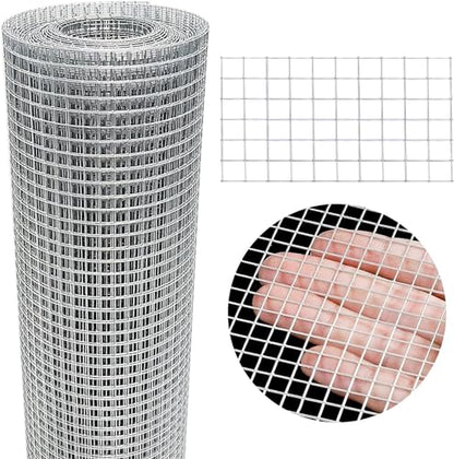 Hardware Cloth 8'' x 30' 1/4 in Galvanized Wire Mesh Roll (23 GA) Chicken Wire Fence Roll for Chicken Pen/coop Fences, Screen mesh, Rabbit/Snake Fences, Poultry enclosures, Handicraft Making, etc. - size: 8In x 30Ft
