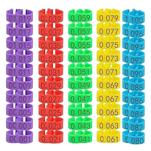Chicken Thigh Ring Clip Numbered Leg Band Tags Chickens Ducks Rings Poultry Foot(Mixed Color 1 to 60,8set,16mm)