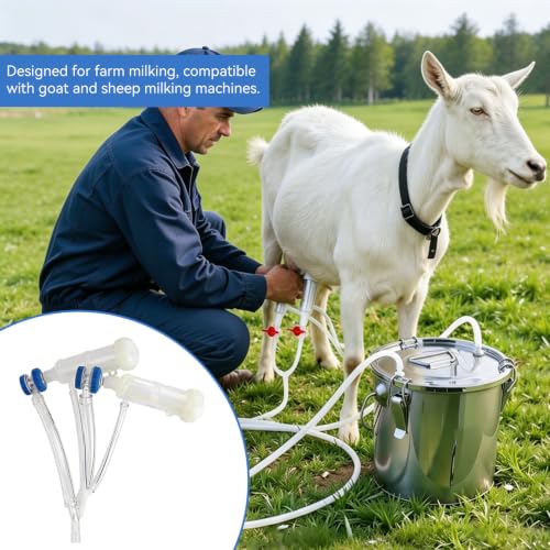 Reusable Sheep Milking Cluster Goat Milker Claw Kit, Goat Sheep Milker Machine Parts,Sheep Milking Cluster Groups Replacement Milking Teat Cup Milk Collector