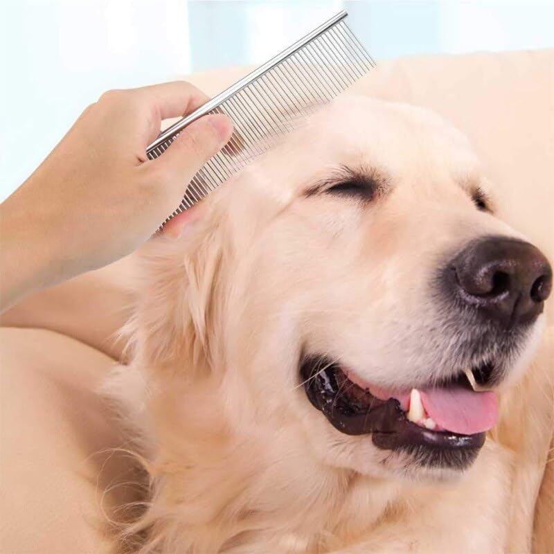Dog Combs for Grooming, Metal Cat Comb for Removing Tangles and Knots, Professional Grooming Tool for Long Haired Dog, Cat and other pets