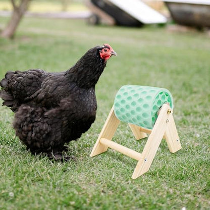 Chicken Coop Accessories, Beak Grinding Calcium Stone with Wooden Stand, Chicken Enrichment Toys, Toys for Hens, Ducks, Geese, Turkeys, Poultry, Green - color: Green