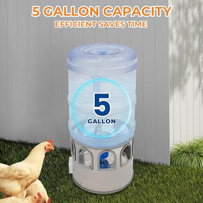 Heated Chicken Waterer 5 Gallon Chicken Waterer for Winter Temp Controlling for Chickens Heated Water Bowl for Chickens, Ducks, Pigeons Geese and Chicken Coop with Buckets
