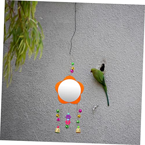 Happyyami Hens Mirror Toy with Bells Durable Bird Hanging Mirror for Parrots and Chickens Easy to Install Made from for Pet Play and Enrichment Activities