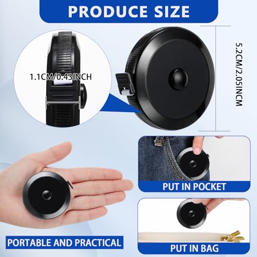 Kigeli 200 Pcs Tape Measure - 60 Inch Retractable Measuring Tape for Body, Fabric, Sewing, Tailor, Cloth, Knitting, Craft, Weight Loss Measurements - Black Dual Sided
