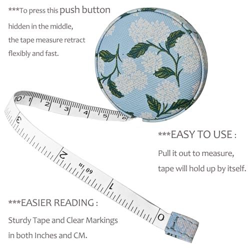 Tape Measure Measuring Tape for Body Tailor Cloth Fabric Sewing Knitting Craft Weight Loss Measurements Retractable 60-inch 1.5 Meter Push Button Dual Sided Tape Measure - color: Blue
