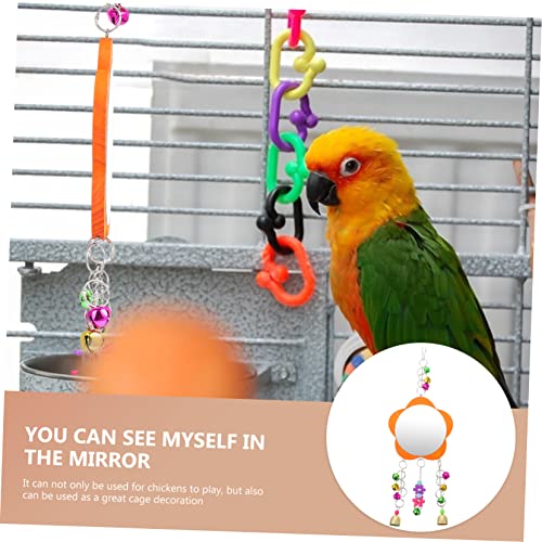 ibasenice 1pc Bird Mirror Toy for Chickens Hanging Toy Bells for Pet Cage Decoration Fun Chicken Accessories for Enrichment and Play