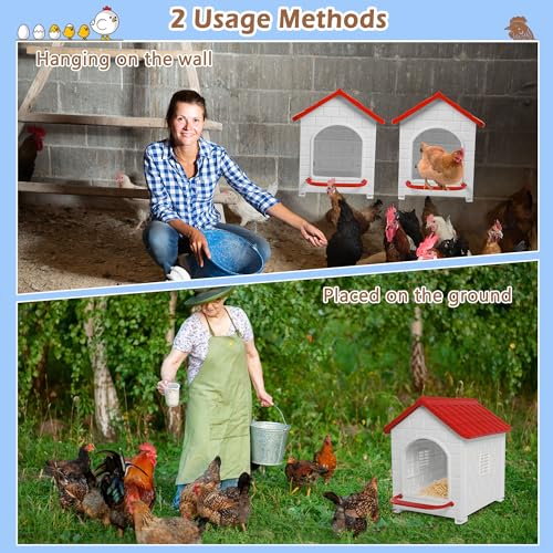 Nesting Boxes for Chicken, Plastic Single Compartment Chicken Nesting Box for Laying Eggs for Hens, Ducks and Poultry - Red - color: Red
