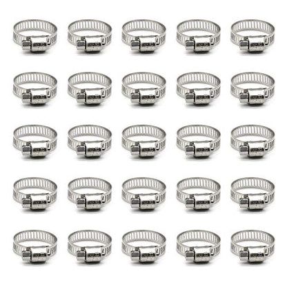 ZIPCCI Hose Clamp, 25 Pack Stainless Steel Worm Gear fuel line hose clamps, 16-25mm (5/8-1 inch) - size: 16-25mm