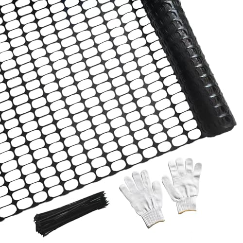 PotatoLife Plastic Mesh Fence Safety Fence, Extra Strength 4'x50' Roll with 100 Zip Ties, Resuable Temporary Netting for Garden Fencing, Construction, Snow Fencing, Animal Barrier, Poultry, Deer, Dog - color: Black, size: Extra Strength 4'x50'