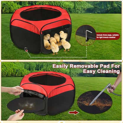 Chicken Brooder Box for Chick Starter Kit，Double Door Chick Brooder Pen/Chicken Playpen/Brooder Box for Chicks Chicken Nesting Box Supplies Up to 15 Baby Chicks,Duck,Quail