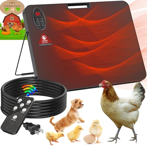 Chicken Coop Heater for Winter,Radiant Heat Panel with Overheating Protection,200W Chicken Heater with Remote Control Timing Function & Adjustable Temp,Large Heat Warmer for Chicken Kitten Puppy Pet
