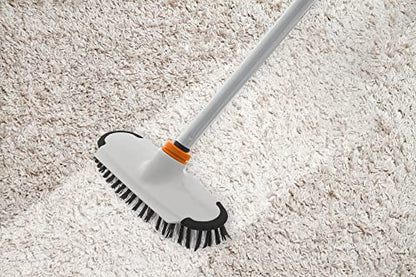 Superio Deck Scrub Brush with Long Handle, Heavy Duty Stiff Bristles Grout Scrubber with Scraper - Cleans Hot Tub, Swimming Pool, Granite Tiles, Bathroom, Patio, Kitchen, Wall and Deck (3 Part Handle) - size: 3 Part Handle