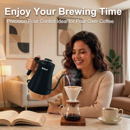 Gooseneck Electric Kettle 0.8L (27oz) - 1000W Rapid Fast Boiling Tea Kettle with Auto Shut Off & Boil-Dry Protection, Stainless Steel Leak-Proof Water Boiler for Pour Over Coffee, Black - color: Black