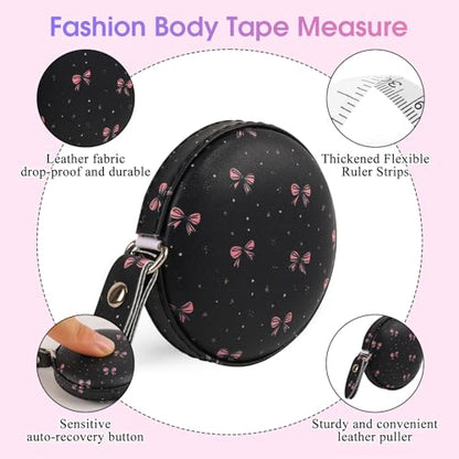 Retractable Mini Tape Measure, Auto-Retract, Premium Leather Tape Measure, Dual-Sided Ruler, Ideal for Fabric Cutting, Body Measurements, and Handicrafts (Starlight Bow) - color: Starlight Bow