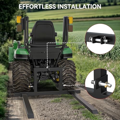YITAMOTOR 3 Point Hitch Pallet Fork, 1500lbs Capacity Adjustable Pallet Fork Quick Hitch for Category 1