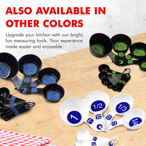 Chef Craft Easy to Read Plastic, Measuring Cup Set, 10 piece set, Blue - color: Blue