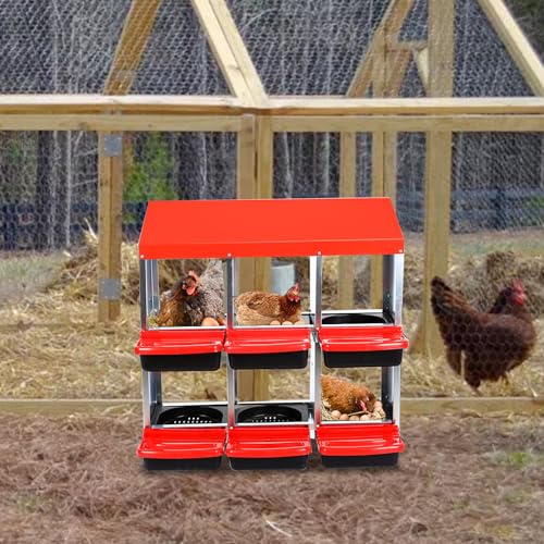 Chicken Nesting Box, 6 Hole 2 Layer Hen Nest Boxes, Roll Away Eggs Laying Boxes,Cleanable Pull Out Hen Roosting Boxes - size: 31.9"L x 20.5"W x 31.1"H
