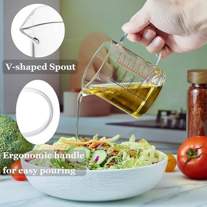 Ackers BORO3.3 Glass Measuring Cup-[Insulated handle | V-Shaped Spout]-Made of High Borosilicate Glass Measuring Cup for Kitchen or Restaurant, Easy to Read, 250 ML (8 Oz, 1 Cup) - size: 250ml/8OZ