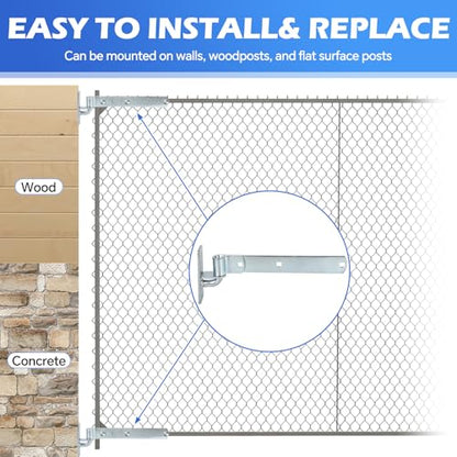 4 Pack Wall Mount Gate Hinge Bracket with Strap Hinge Heavy Duty Farm & Chain Link Gate Hinges Farm Gate Hinges Outdoor Hardware for Barns Tool Sheds and Other Swing Doors, Galvanized - style: 4pcs U-shape-12''