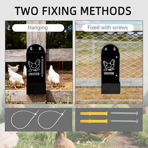 Chicken Grit and Oyster Shell Feeder, Poultry Feeder with Visual Window, No-Mess Weatherproof, Metal Hanging Gravity Chicken Feeder, Chicken Coop Accessories (Grit-Black) - color: Black