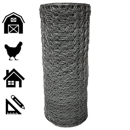 Acorn International PN13675 1"X36"X75' Poultry Netting, 3' Wide X 75' Long, Silver - size: 3' Wide X 75' Long, style: 1" Hexagon Pattern