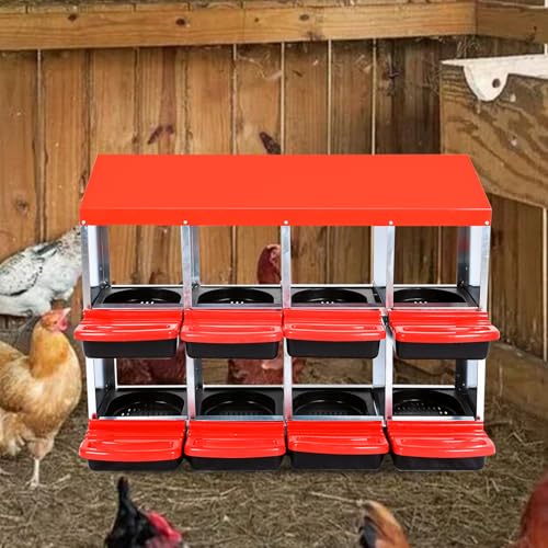 Chicken Nesting Box, 8 Hole 2 Layer Hen Nest Boxes, Roll Away Eggs Laying Boxes,Cleanable Pull Out Hen Roosting Boxes - size: 20.5"L x 31.1"W x 42.3"H