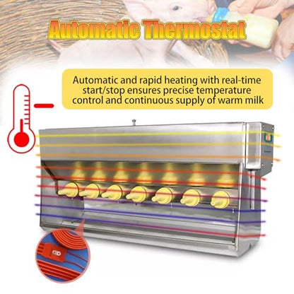 Constant Temperature Piglet Milk Feeding Machine, Pig Nursing Feeder with Sound Source Hole & 10/14 Nipples, Stainless Steel Farm Breeding Equipment for Newborn Piglets 14Heads - color: 14heads