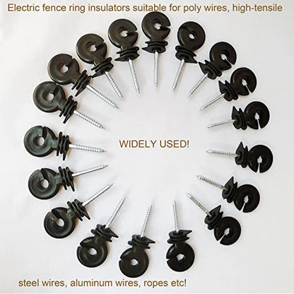 60Pcs Electric Fence Insulator Screw-in Insulator Fence Ring Wood Post Insulator with Insulator Socket Tool for Animal Husbandry Electronic System (Electric Fence Insulator - 60PCS) - style: Electric Fence Insulator - 60PCS