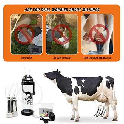 Milking Machine for Cows 3L Pulsation Vacuum Electric Suction Pump Milking Machine Portable Milking Equipment with 2 Teat Cups - style: Cow