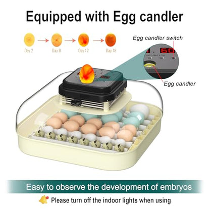 CoInceptus 35 Egg Incubator with Automatic Egg Turning and Humidity Control, Incubator for Chicken Eggs, Quail, Duck Eggs, with Egg Candler