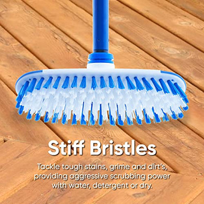 Superio Deck Scrub Brush Head Heavy Duty Stiff Bristles Replacement, Brush Refill with Scraper - Cleans Hot Tub, Swimming Pool, Granite Tiles, Bathroom, Patio, Kitchen, Wall, and Deck - size: Head Only | 9 in x 3 in Head