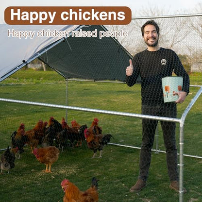 Walk-in Chicken Coop for 30-35 Chickens, Large Metal Chicken Run, Chicken Pen Outdoor W/Cover, Waterproof & Anti-UV, 19.7' D x 9.8' W x 6.4' H, Wire Mesh Poultry Cage for Yard #LYJL06JD-US - size: 236.2"L x 118.1"W x 76.8"H, style: Spire Roof