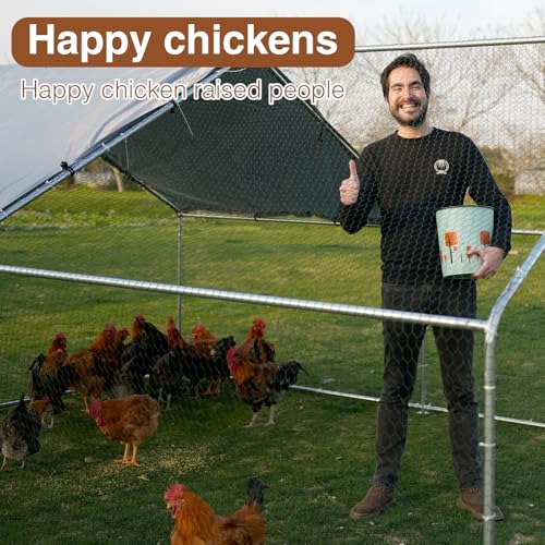 Large Metal Chicken Coop for 40-45 Chickens, Walk-in Chicken Run, Chicken Pen Outdoor W/Cover, Waterproof & Anti-UV, 26.3' D x 9.8' W x 6.4' H, Wire Mesh Poultry Cage for Yard #LYJL08JD-US - size: 315.6"L x 117.6"W x 76.8"H, style: Spire Roof