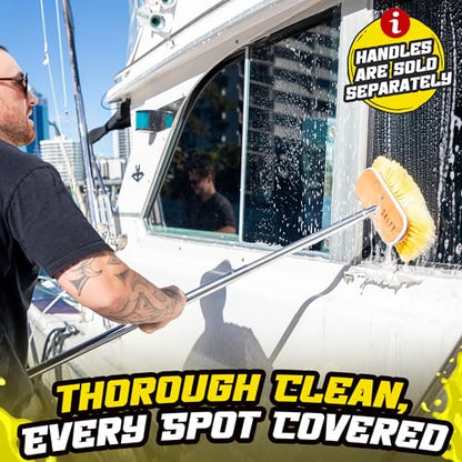 Salty Captain Soft Bristle Boat Deck Brush – Gentle Cleaning for Fiberglass, Glass & Polished Surfaces – Durable Marine-Grade Design - style: Brush Soft (Pole not included)