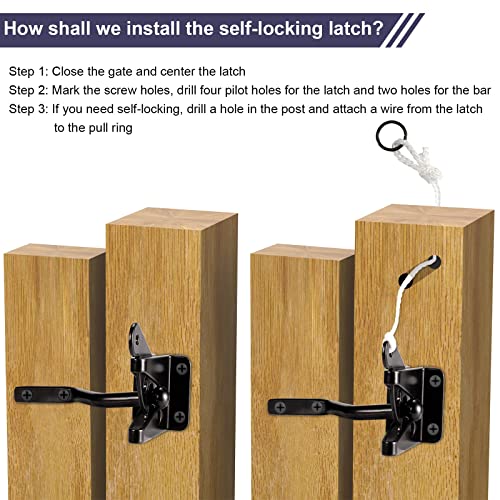 2Pack GoldOrcle 2Pack Anti Sag Gate Kit Heavy Duty No Sag Kit Gate Corner Brace Bracket for Wooden Gate Fence with a Self-Locking Gate Latch - style: No Sag Kit B - 2Set
