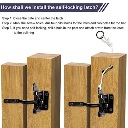 2Pack GoldOrcle 2Pack Anti Sag Gate Kit Heavy Duty No Sag Kit Gate Corner Brace Bracket for Wooden Gate Fence with a Self-Locking Gate Latch - style: No Sag Kit B - 2Set