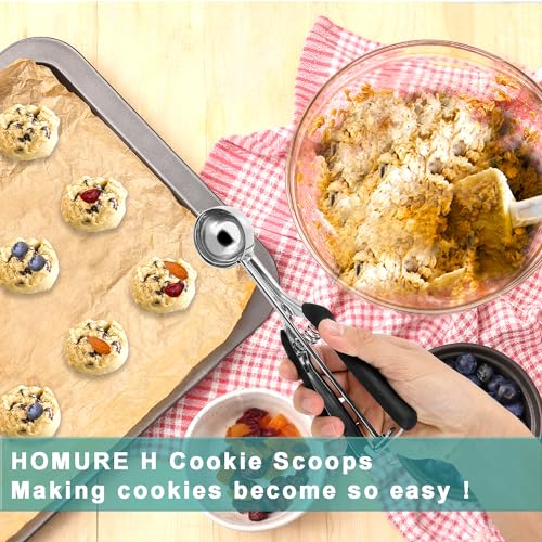 Large Cookie Scoop, Cookie Dough Scoop, 3 Tablespoons/ 45 ml/ 1.5 oz, Spring-Loaded Ice Cream Scoop, 18/8 Stainless Steel, Comfortable Grip - color: Black, size: #20/ 3 Tbsp
