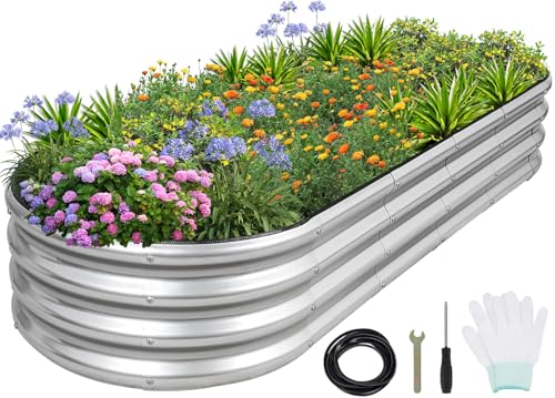 1MORE Galvanized Raised Garden Bed- Planter Garden Boxes Outdoor, Raised Beds for Gardening, 6x2x1ft Metal Garden Bed Kit for Vegetables Flower, Planter Raised Beds with Protective Tape & Tools.Silver - color: Silver, size: 6×2×1ft（1pcs）