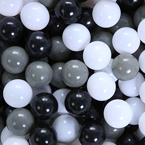 Colorful 100pcs Ball Pit Balls 2.2-inch Plastic Ocean Ball Crush Proof Stress Balls for Kids Pool Ball Playhouse Pit Accessories - color: Black, Grey, White