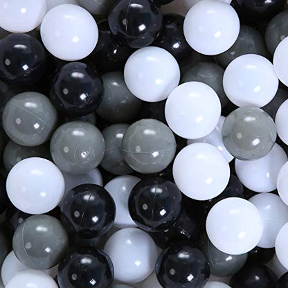 Colorful 100pcs Ball Pit Balls 2.2-inch Plastic Ocean Ball Crush Proof Stress Balls for Kids Pool Ball Playhouse Pit Accessories - color: Black, Grey, White