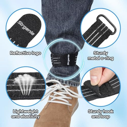 Cowboy Boot Straps, Adjustable Elastic Pant Leg Straps for Biking, Fishing, Hiking, Wading etc. - color: Black-2pcs