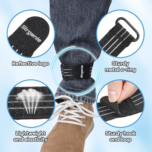 Cowboy Boot Straps, Adjustable Elastic Pant Leg Straps for Biking, Fishing, Hiking, Wading etc. - color: Black-4pcs