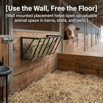 31'' Hay Feeder for Horses, 25 Gallon Wall Mount Metal Hay Feeder, Heavy Duty Corner Hay Rack with Easy Install for Goat, Sheep, Livestock Feeders, Indoor/Outdoor Use