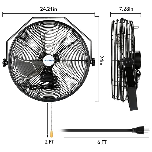 BILT HARD 20 inch Industrial Wall Fan, 4600 CFM, 3-Speeds High Velocity Wall Mount Fan with Sealed Motor, 2 Pack - size: 20 inch