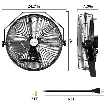BILT HARD 20 inch Industrial Wall Fan, 4600 CFM, 3-Speeds High Velocity Wall Mount Fan with Sealed Motor, 2 Pack - size: 20 inch