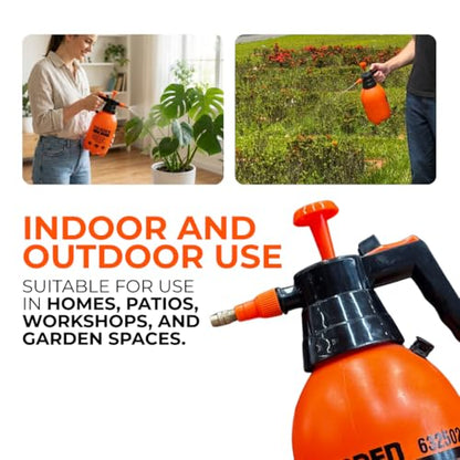 Half Gallon (0.53 Gallon / 68oz) Pump Sprayer, Handheld Garden Sprayer for Plants, Lawn Care & Cleaning, Adjustable Copper Nozzle