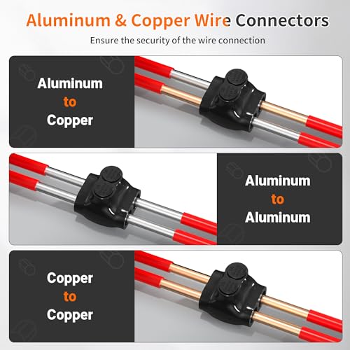 Joinfworld 2 Port Insulated Wire Connector 1/0-14 AWG Aluminum to Copper Wire Connectors Dual Entry Insulated Multi Tap Connector with Slotted Allen Hex - 6Pack - size: 1/0-14 AWG