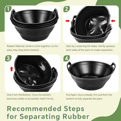 Eforcase 4Pcs Large Rubber Feeder Pan, 3.1 Gallon Horse Feed Bucket Water Bowl, Heavy Duty Horses Feed Bucket Dog Bowl Horse Feeder Pan for Cats Dogs Goats Chicken Farm Animal Goat Feeding Supplies