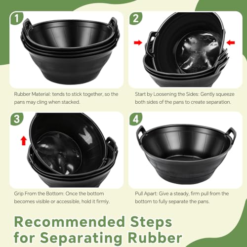 6Pcs Large Rubber Feeder Pan, 3 Gallon Horse Feed Bucket Water Bowl, Heavy Duty Horses Feed Bucket Dog Bowl Horse Feeder Pan for Cats Dogs Goats Chicken Dust Bath Container Farm Animal Feeding